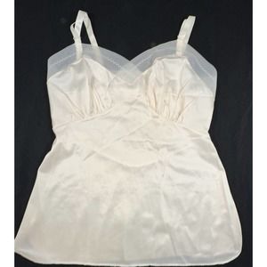 Rare! 1950s Womens Sans Souci Slip Top Ivory Adjustable Straps Lingerie Mint 32
